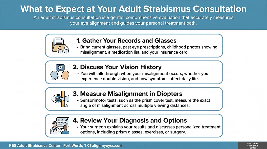 infographic: what to expect at your adult strabismus consultation